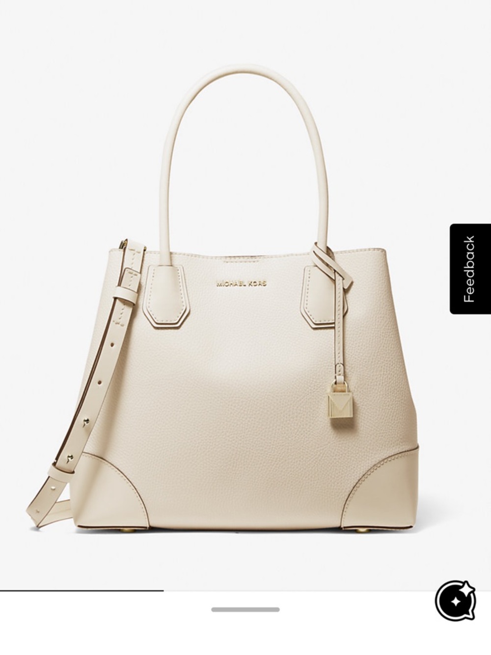 Michael Kors Ivory Pebbled Leather Tote with Shoulder Strap